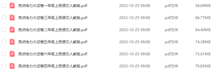 1-6年級(jí)2023秋季版《亮點(diǎn)給力大試卷》語(yǔ)文人教版上冊(cè)【含答案解析】